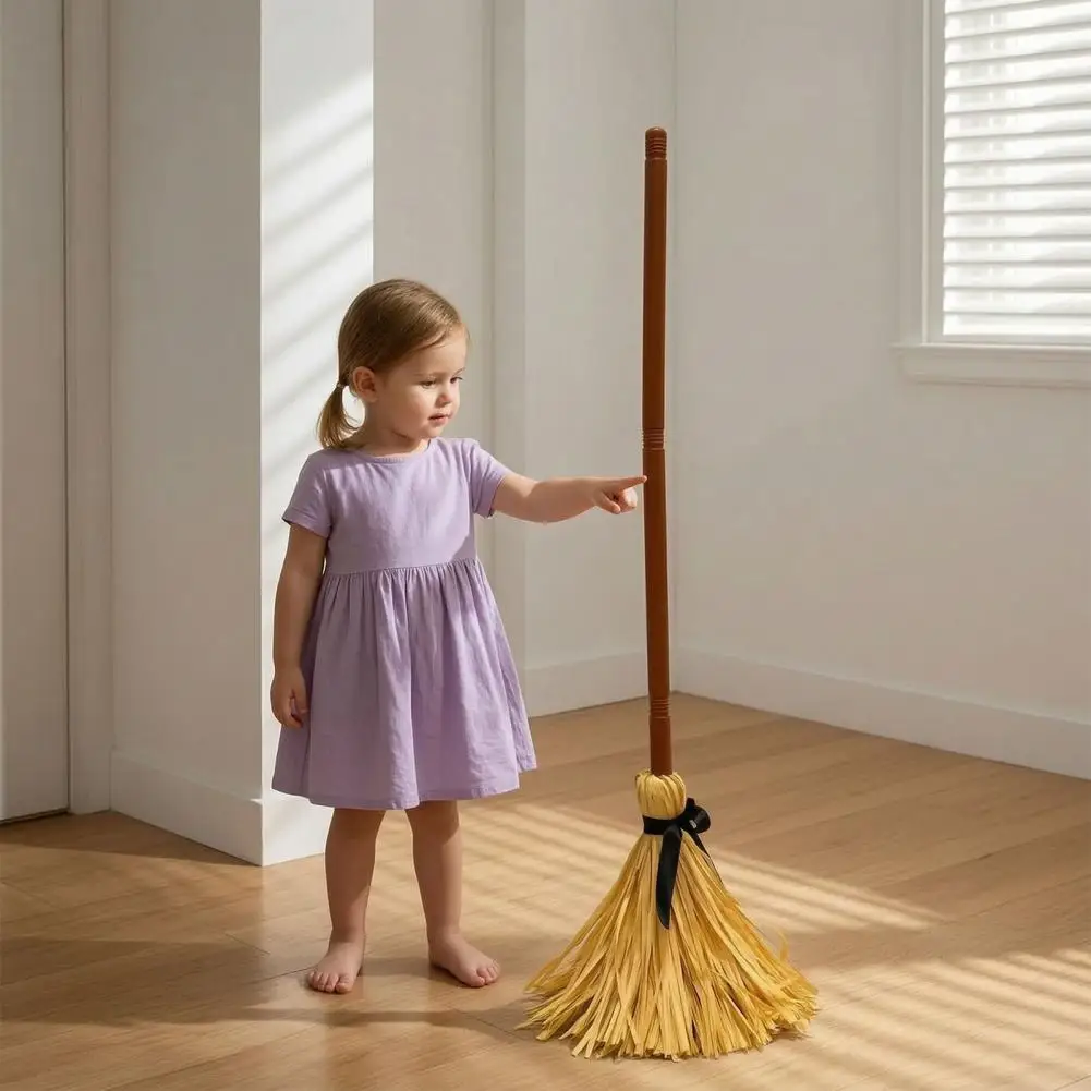 Halloween Festive Table Ornament Halloween Sound Broomstick with Moving Witch Prop Spooky Broom Toy for Party Decorations
