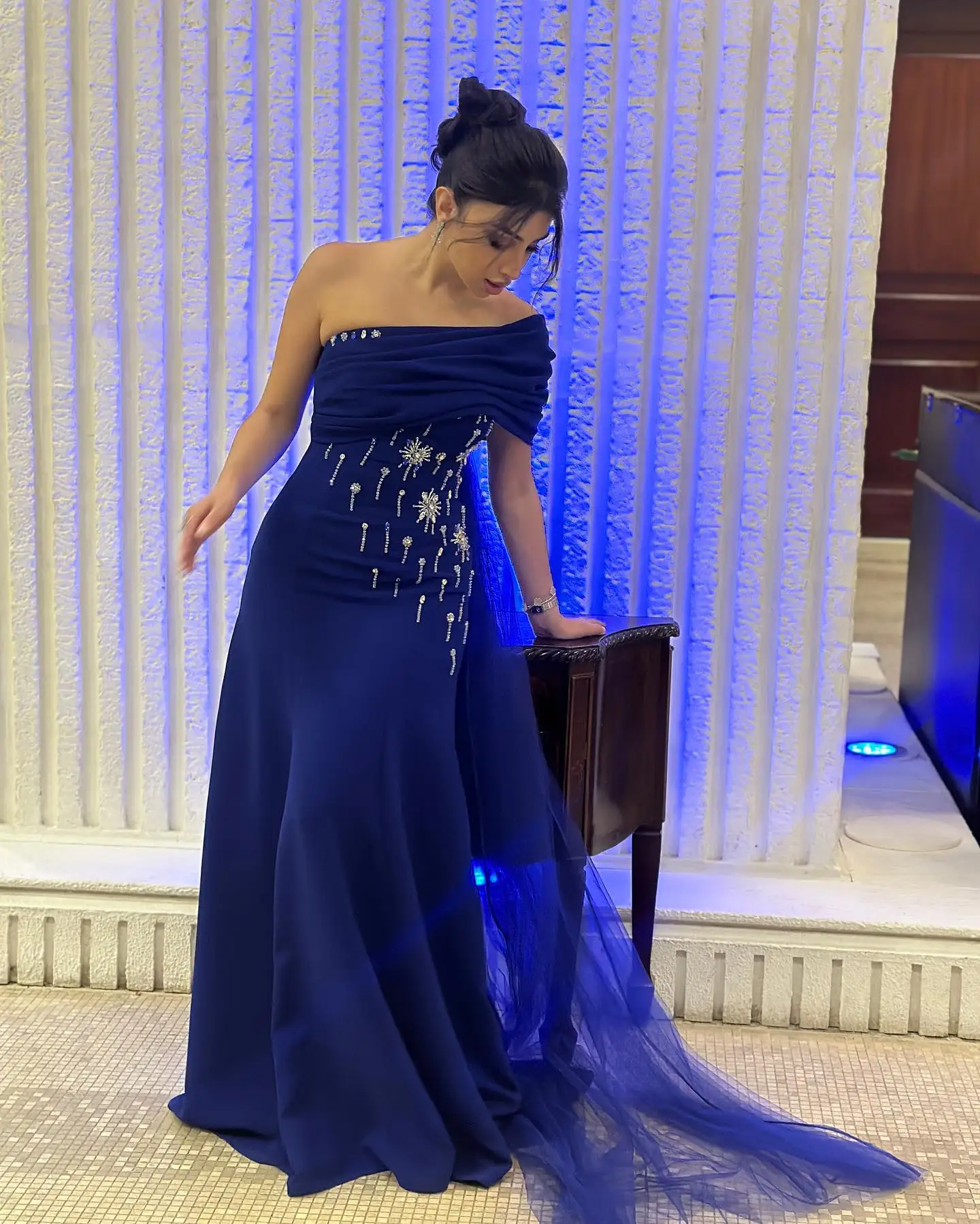 Lorrtta فسات Mohamed mioة Damesavondjurk Zeemeermin Elegante feestjurken 2025 Op maat gemaakte Плае dzi Blue One Shoulder Prom