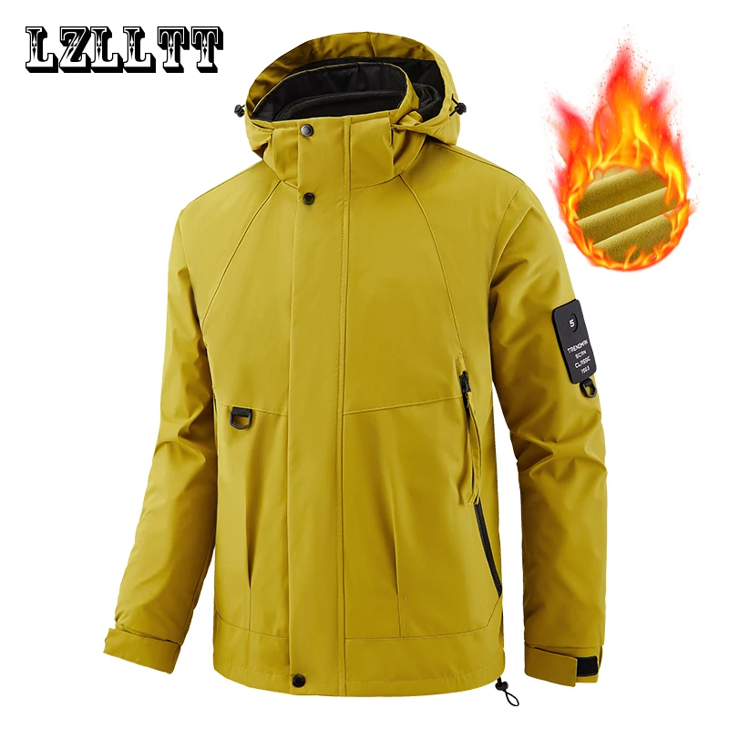 Winter Men Outdoor Jackets Men Warm Waterproof Detachable Hat Jacket Coats Mens Autumn Fashion Brand Windbreaker Jackets Male