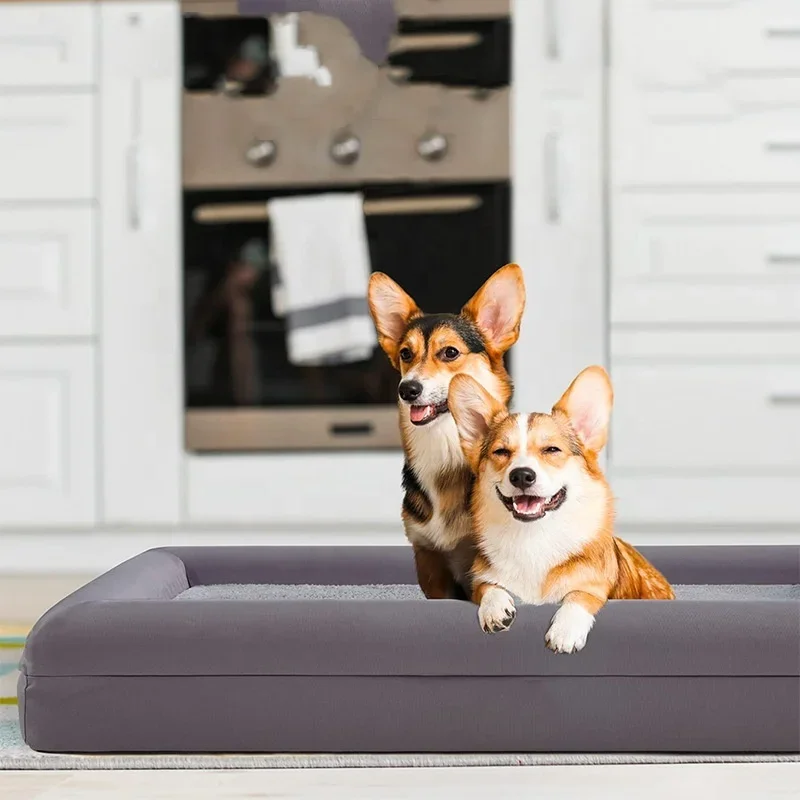 Customizable Supportive Foam Pet Couch Bed with Removable Washable Cover Waterproof Lining and Nonskid Bottom