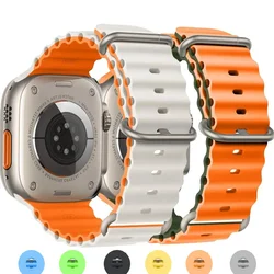 For Apple Watch Ultra Band 49mm 45mm 44mm 42mm 38 40mm 41mm 44 Mm Silicone Bracelet IWatch Series 9 7 8 4 5 6 SE 2 Strap