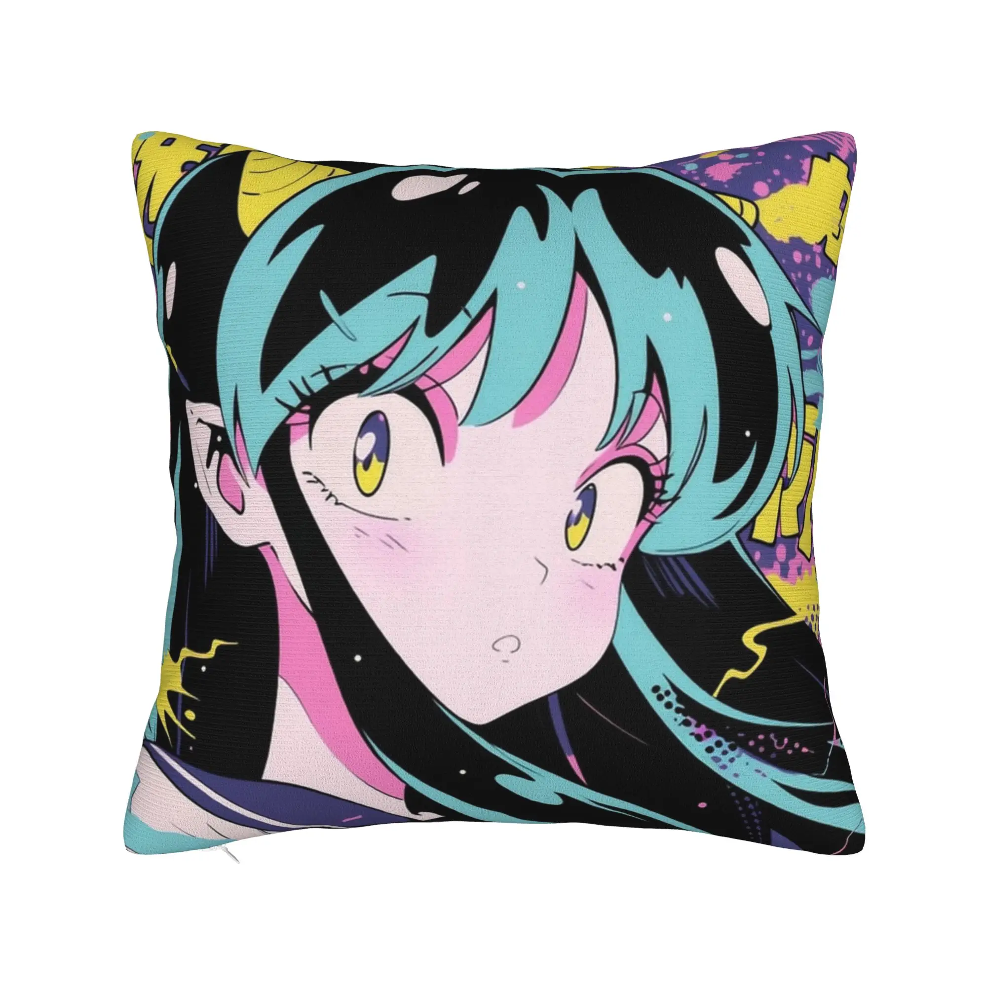 Lum Urusei Yatsura Pillowcase Printed Polyester Cushion Cover Gift  Pillow Case Cover Home Square 40X40cm