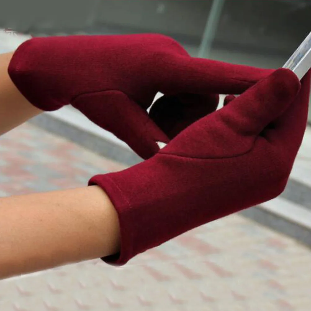 

Women Touch Screen Warm Gloves Four Buckles Anti-Slip Windproof Water Resistant Riding Driving Gloves Ladies Size