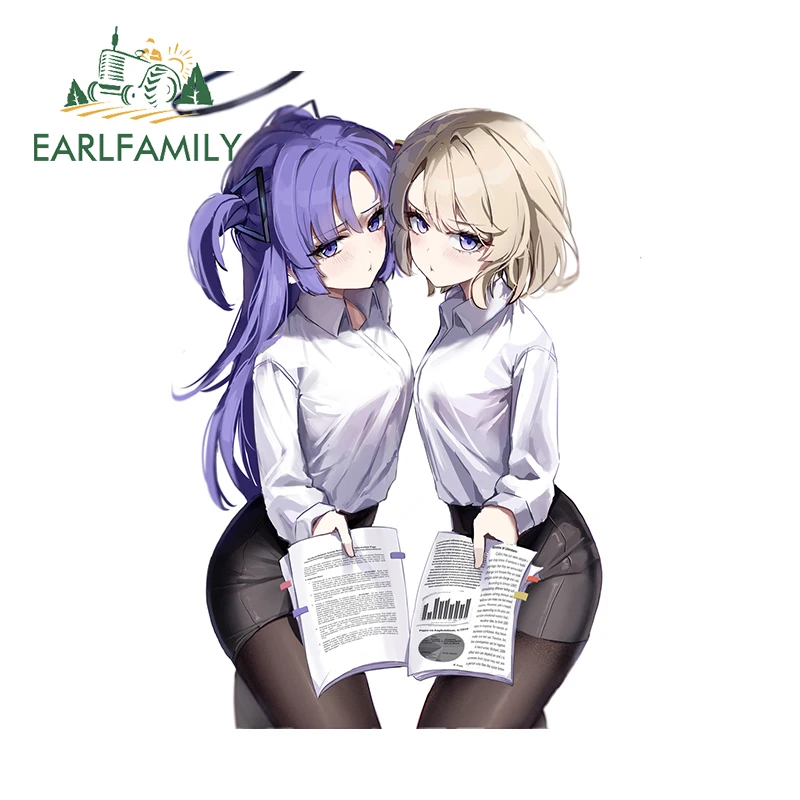 

EARLFAMILY 13cm x 9.8cm Blue Hair And Blonde Car Sticker Scratch Proof Personality Amusing Decal Vinyl Auto Creative Decor