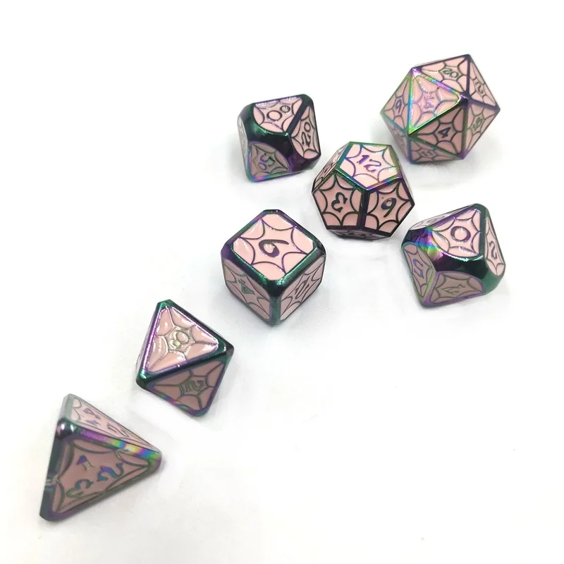 7 pçs conjunto de comércio exterior explosão metal galaxy dice placa acessórios do jogo dados digitais