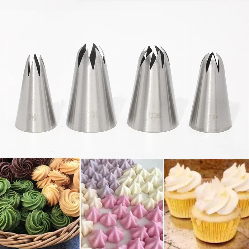 

1/4PCS Stainless Steel Pastry Nozzles Set Flower Icing Piping Puff Maker Cake Cupcake Cookie Baking Decorating Tools Kitchen