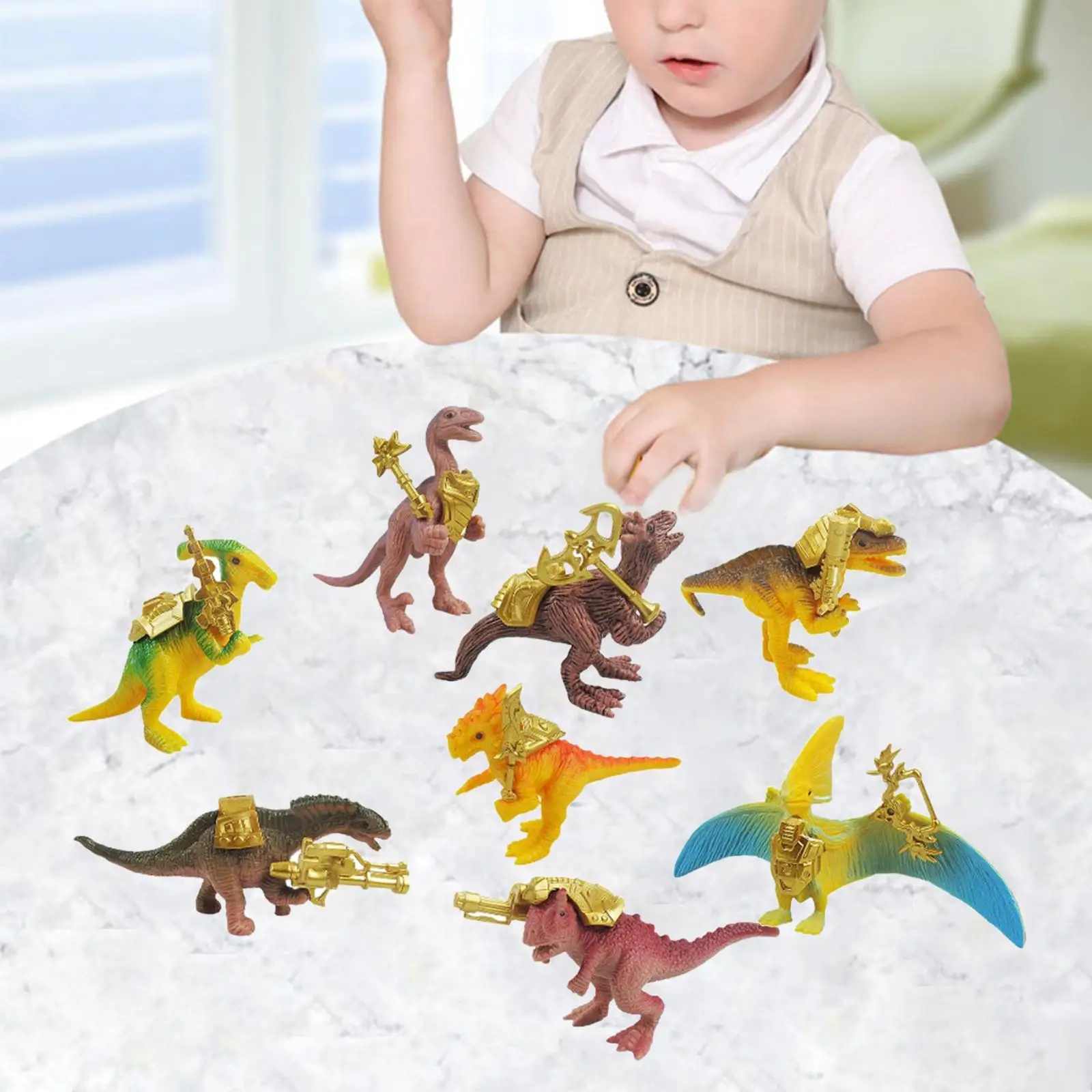 8 Pieces Dinosaur Figures, Mini Figurines Models Plastic Dinosaur Animal Model for Party Decoration Shelf Decor Holiday Gifts