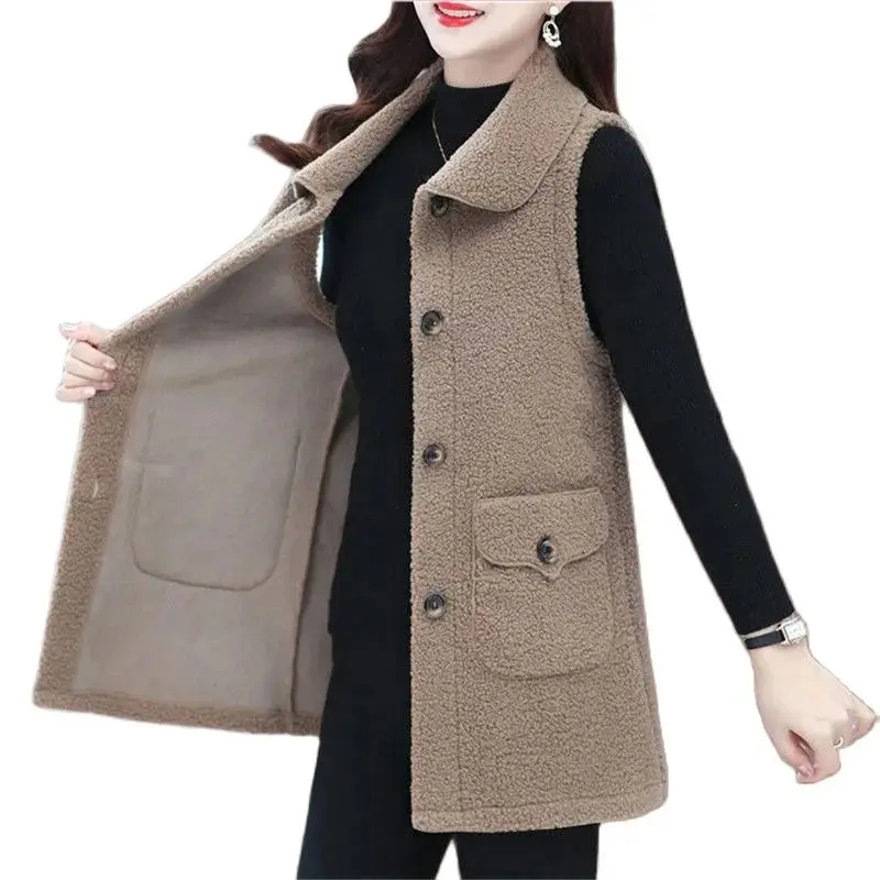 Women Lmitation Mink Velvet Vest Coat2021Winter Female New High-end Foreign-style Mother Jacket Slim Mid-length Waistcoat VestA2