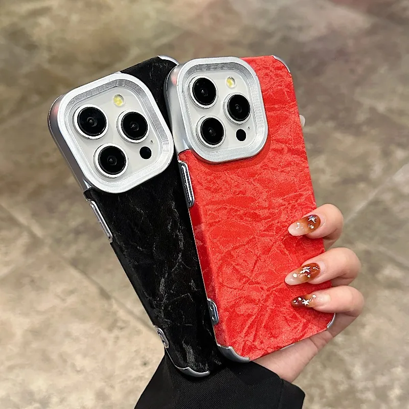 Snow Mountain Velvet Cloth Fabric Case for iPhone 16 15 14 Plus 13  Pro Max Shockproof Leather Aesthetic Matte Cover view 2
