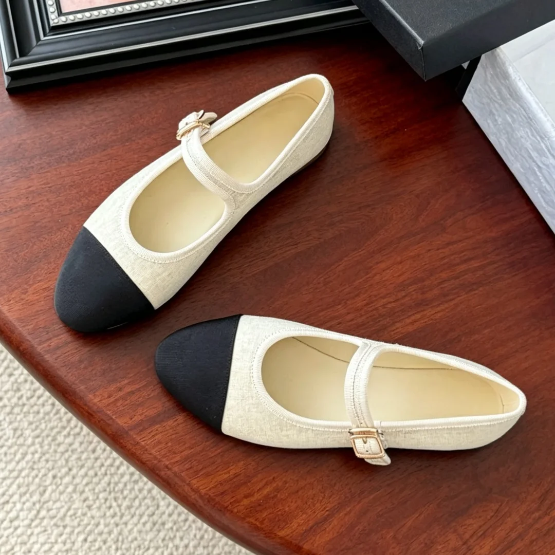 Luxury Brand Women's Low-heeled Shoes High-End Casual Shoes Slip-Ons Featuring Corduroy Twill Fabric Paneling Simple & Versatile