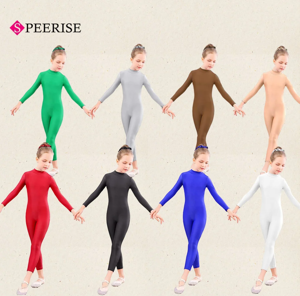 أطفال طويلة الأكمام عالية الرقبة يوتار الباليه Dancewear الجمباز بذلة أداء المرحلة ارتداء أزياء الهالوين Cosplay