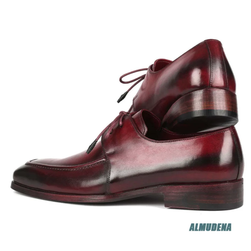 Burgundy Black Gradient Polished Leather Derby Shoes Men Fashion Lace Up Outdoor Spring Autumn Comfortable Formal Dress Shoes
