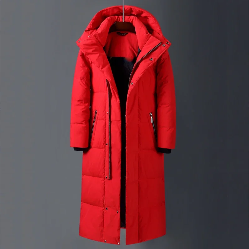 New Coed Winter Cold Resistant Down Jacket -30° High Quality Men's Women X-Long Winter Warm Fashion Brand Red Parkas S-5XL Coats