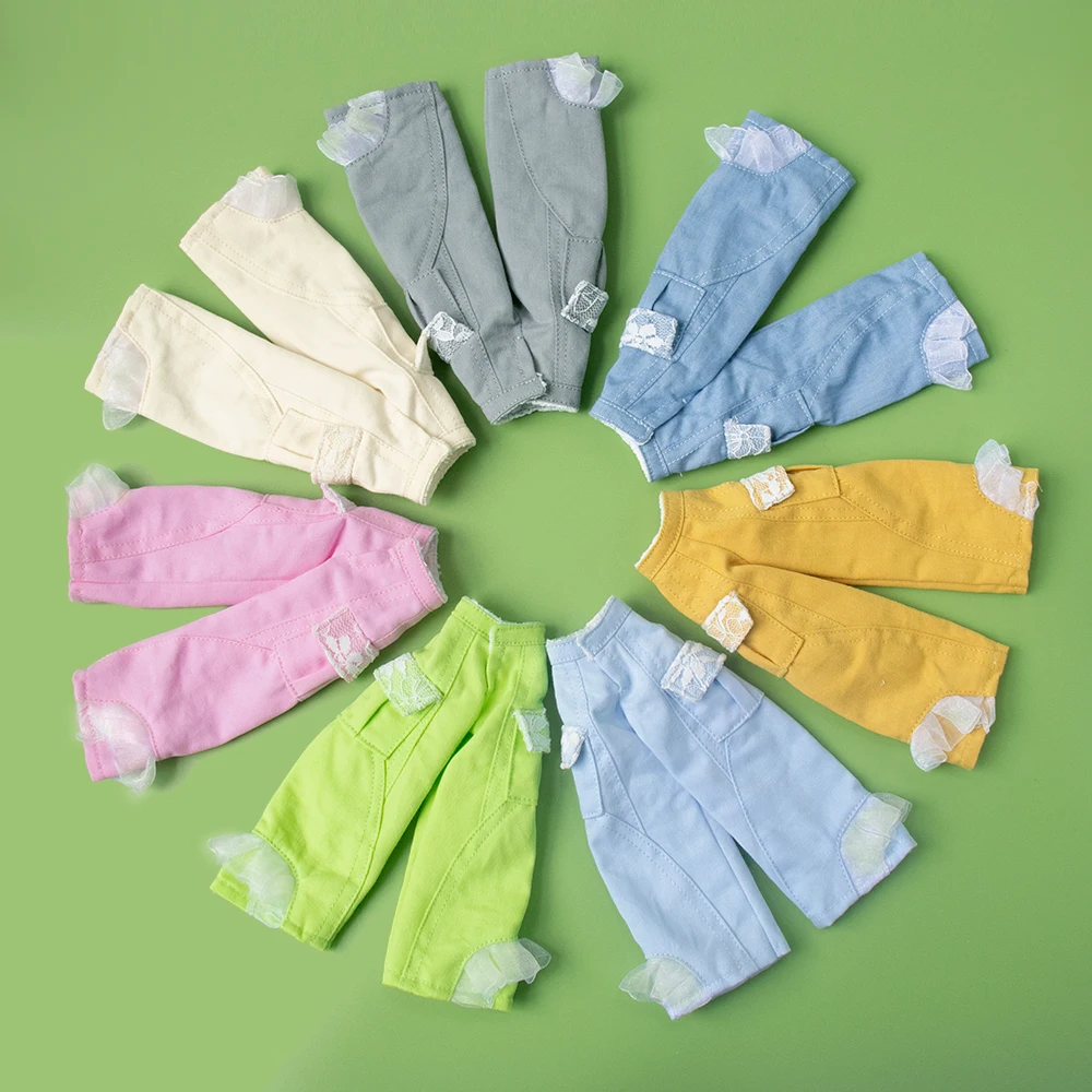 ブライス服 ヴィンテージレース ホワイトトップ ワイドレッグパンツ レースジーンズ カジュアルセット リカ アゾネス オブ22 24 ケル YMYドールアクセサリー用。