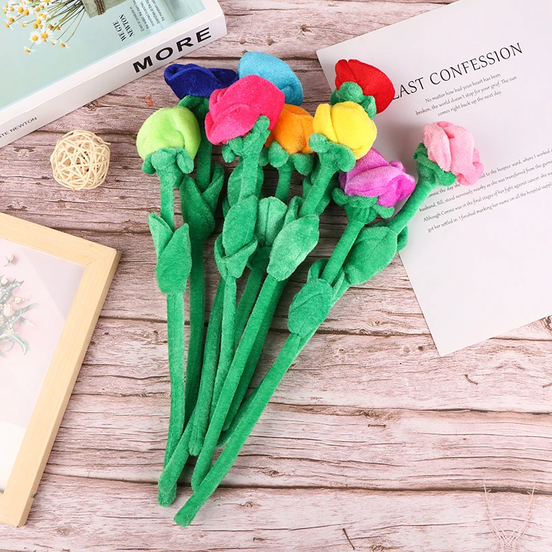 1Pc Cartoon Rose Flower Stuffed Soft Plush Toy Creative Curtain Buckle Home Decoration Christmas Valentine\'s Day Gift For Girls