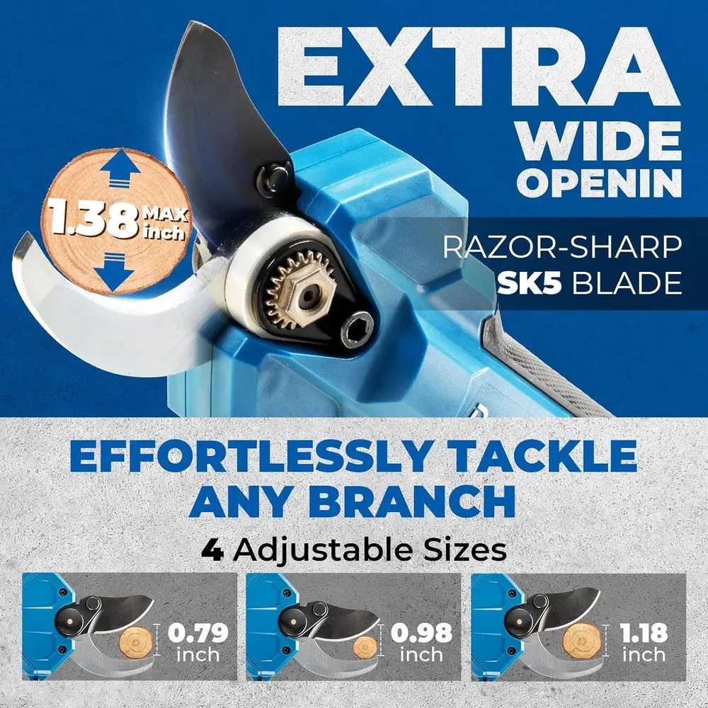 20V Brushless Electric Pruning Shears, 4 Cutting Levels up to 35 mm, Professional Brushless Motor, 2.0 Ah Battery, 2 A Charger,