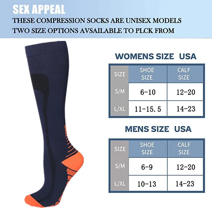 3 Pairs Compression Socks Men Women Running Sport Socks Graduated Crossfit Training Running Recovery Outdoor Cycling Sock