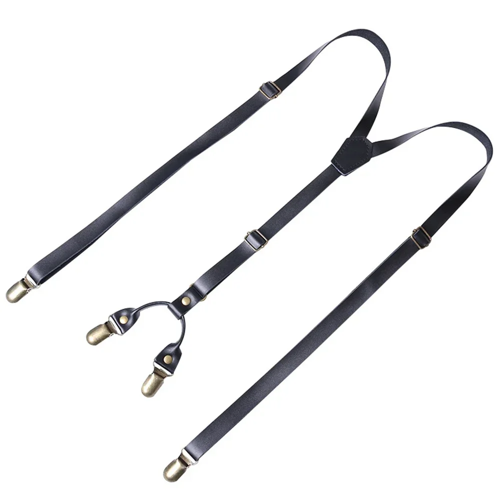 Classic and Stylish Suspenders for Adults Vintage Leather H Back Suspenders with Brass Clips for Jeans and Suits