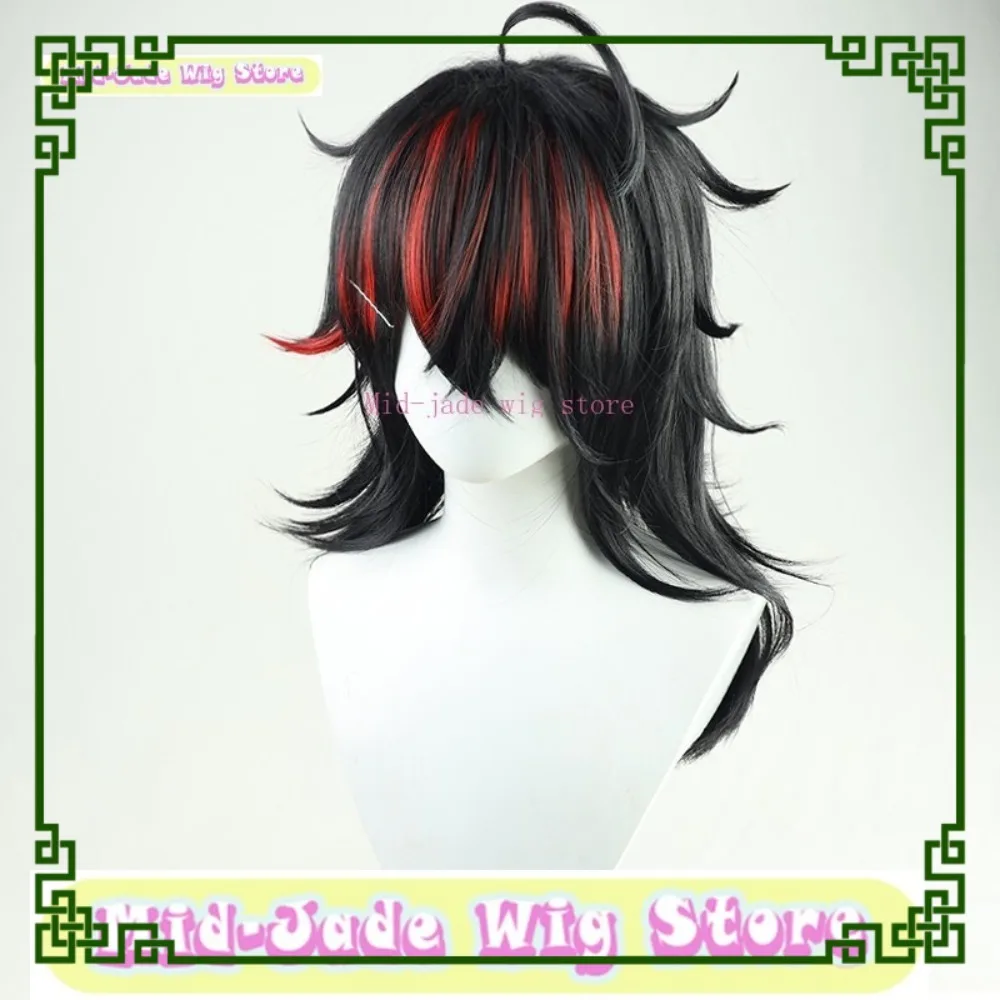 Peluca de jade medio Nigi Sangi EN Vox Akuma, peluca de Cosplay, juego de Anime, Cosplay negro, antirizado, accesorio de disfraz de Halloween, pelo sintético