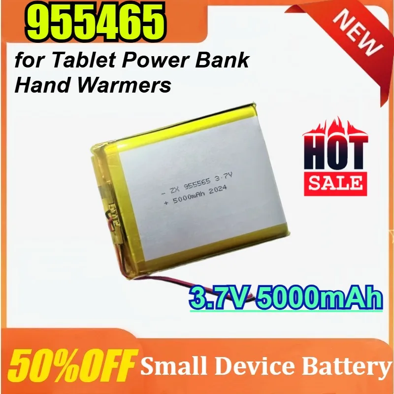 

3.7V 5000mAh 955465 955565 Rechargeable Lithium Polymer Battery Li-Po for Tablet Power Bank Hand Warmers PH 2.0mm 2pin Plug