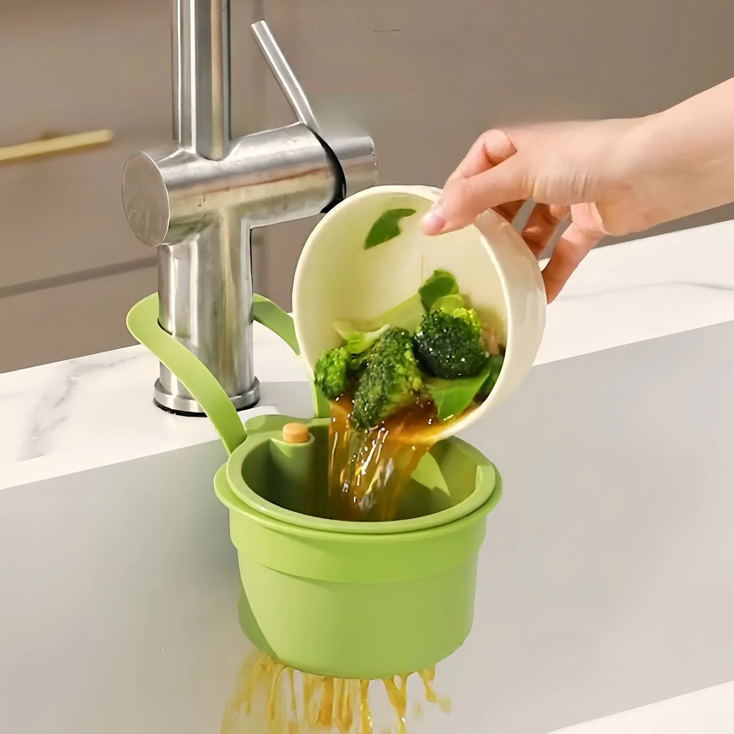 

Drain Basket Hanging Type Water Channel Kitchen Vegetable Washing Basin Drain Filter Screen Filter Residue Vegetable Residue