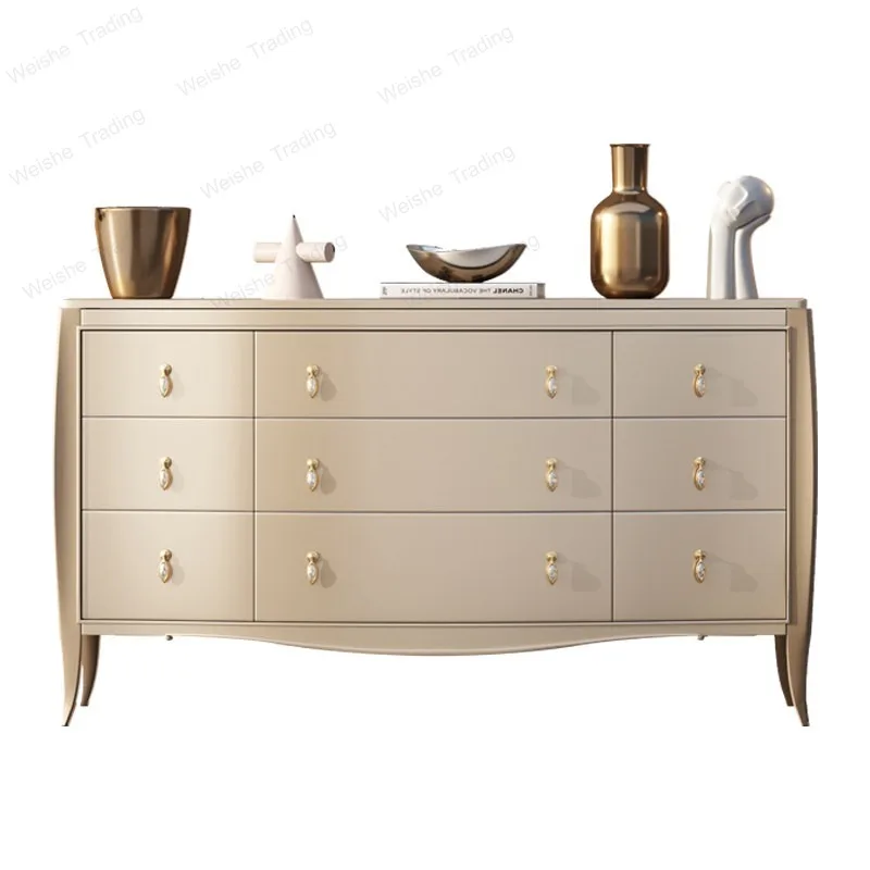 

American modern simple solid wood nine-chest cabinet bedroom light luxury storage high-end bedside storage drawer decorative
