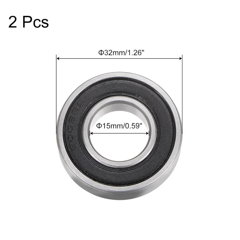 6002-2RS Deep Groove Ball Bearings, Chrome Steel Z2 Double Rubber Sealed Bearing 15mm x 32mm x 9mm