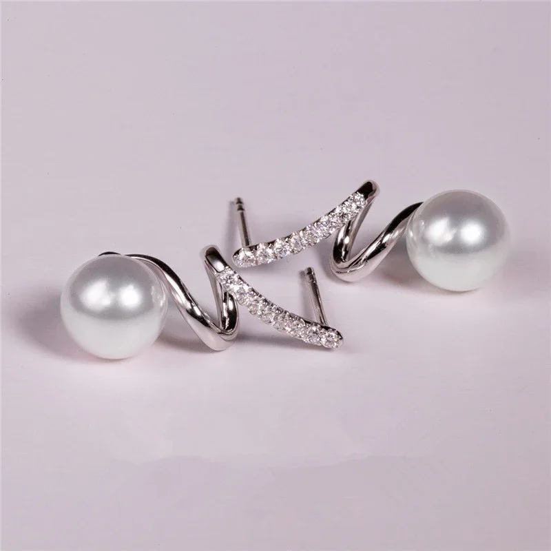 Ne'w Newly Designed Imitation Pearl Stud Earrings for Women Modern Shape Bridal Wedding Engagement Accessories Fashion Jewelry