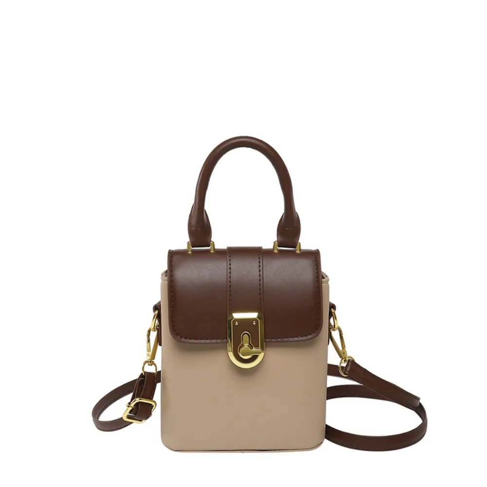 

PU Contrast Color Phone Bag Korean Style Handbag Simple Shoulder Bag Message Bag Phone Bag Ins Square Tote Bag Ladies/Girls
