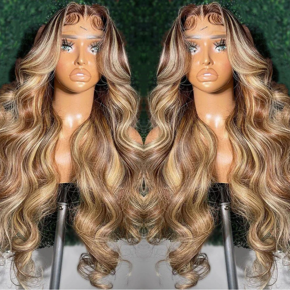 

Body Wave Highlight Wig Human Hair 13x6 Hd Lace Frontal Wig Brazilian Blonde 13x4 Lace Front Wigs 4x4 Closure Wig For Women 180%