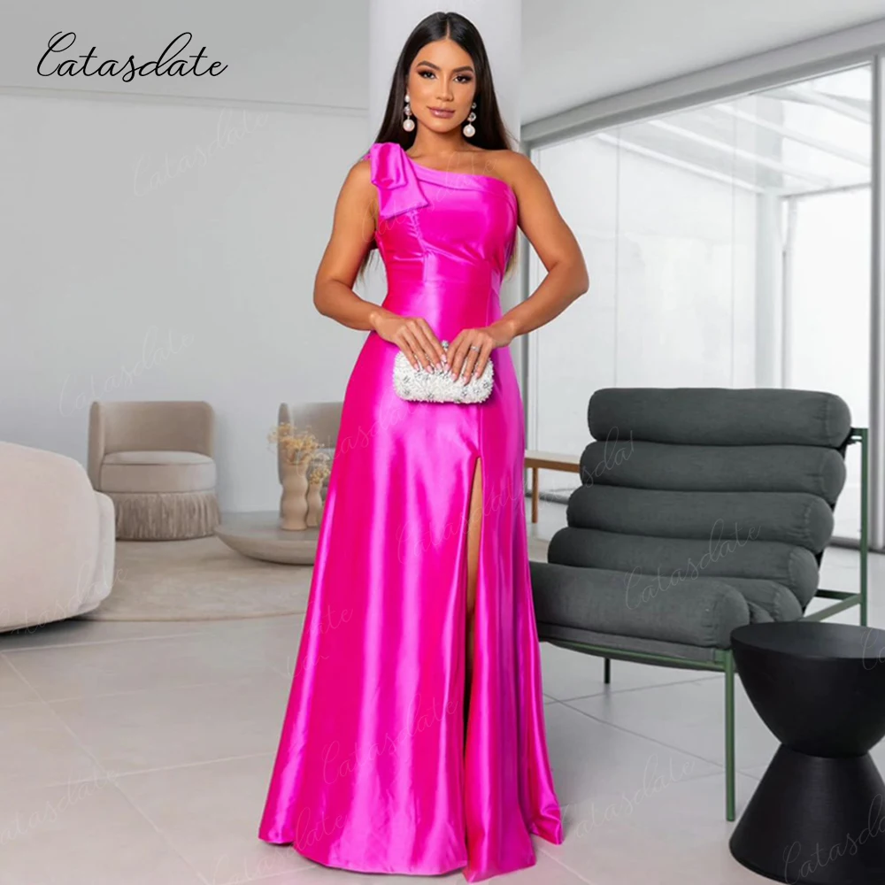 Catasdate Long Party Dress One Shoulder Evening Dress for Women Formal Dresses for Special Events High Slit vestidos de festa