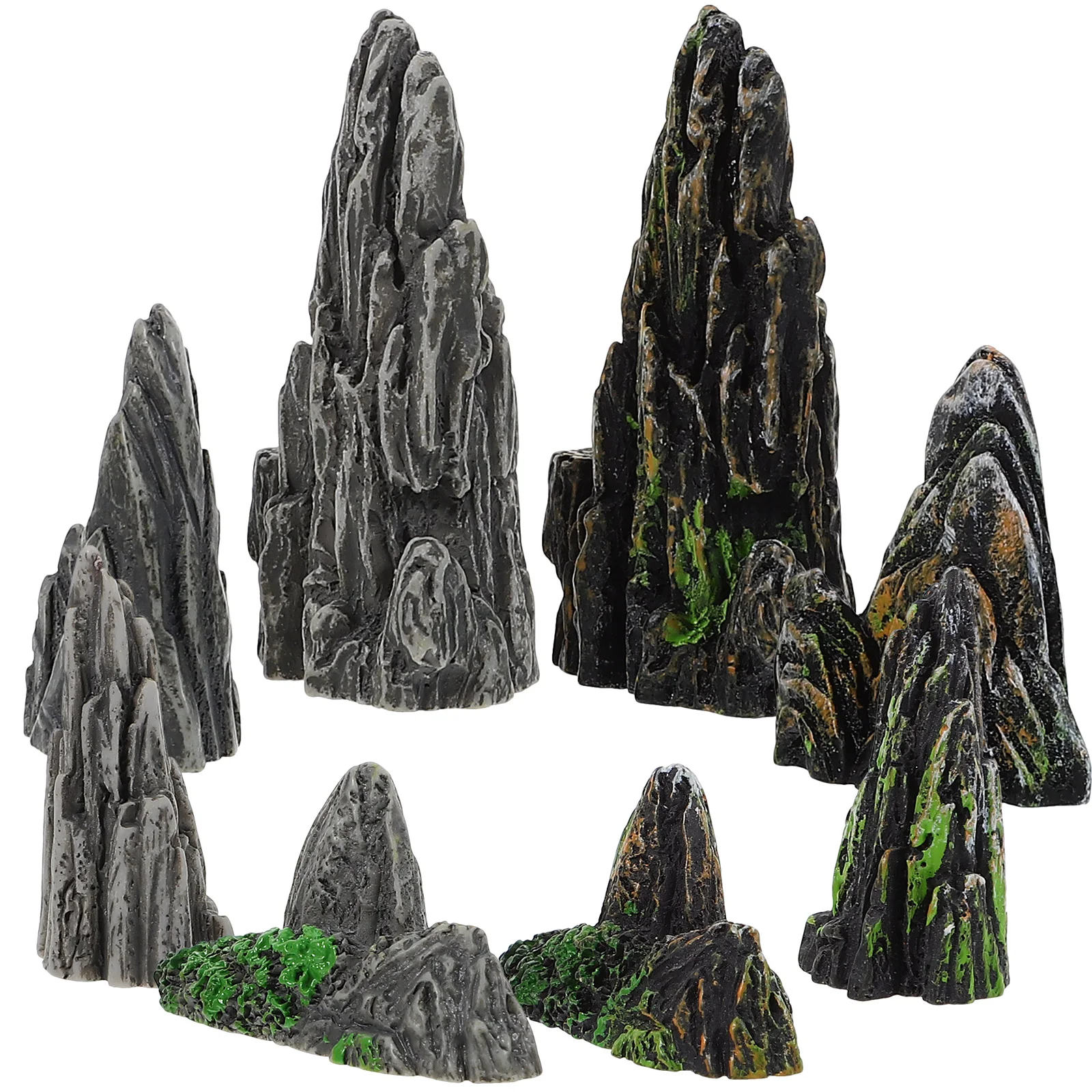 8 Pcs Micro Landscape Mini Resin Rockery Aquarium Rockeries Fish Tank Decoration Dining Table Decorations