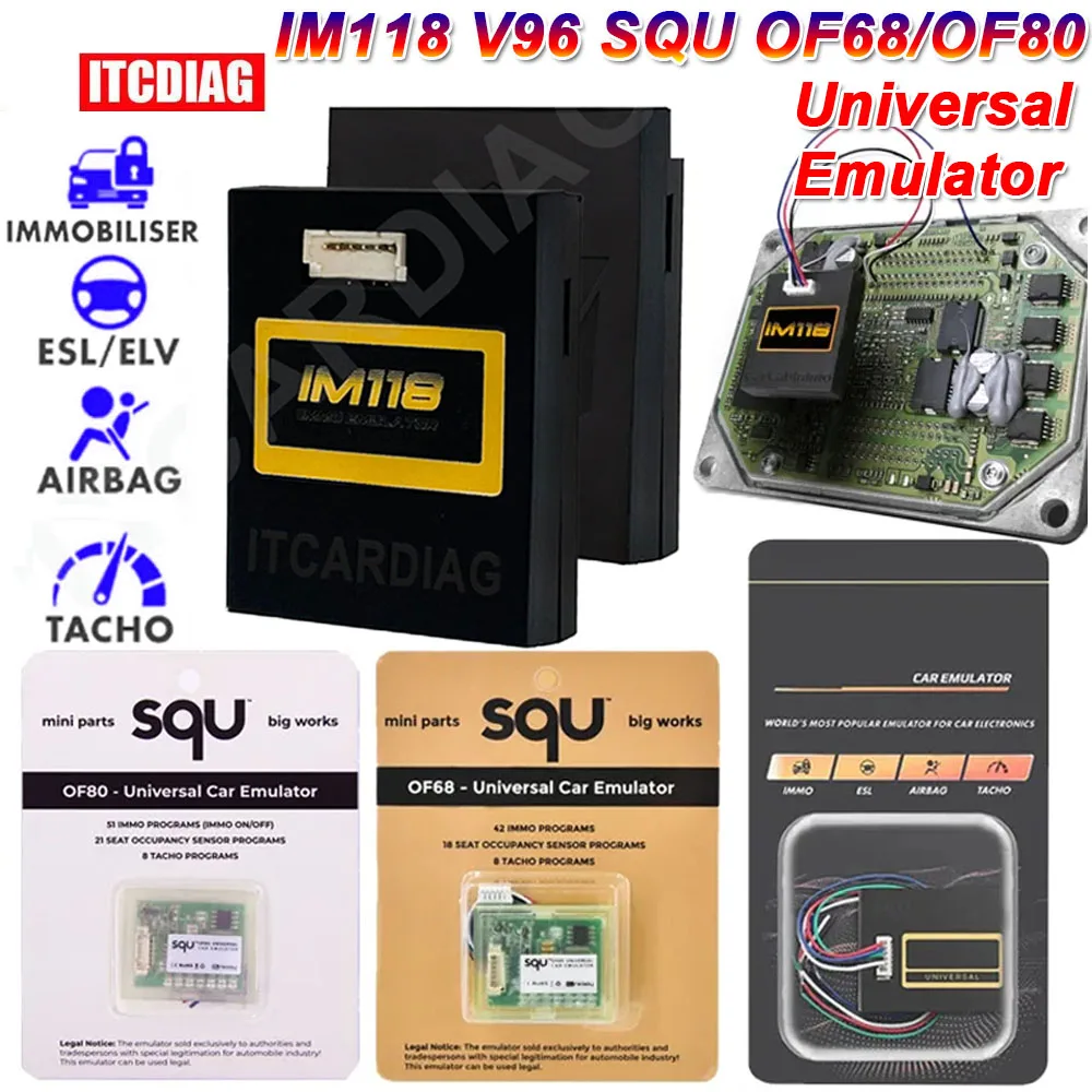 IM118 IMMO Off Emulator Emulador V96 ( K-LINE / CANBUS CARS ) SQU OF68 OF80 OF96 Seat Occupancy Sensor Car OBD2 Diagnostic Tool