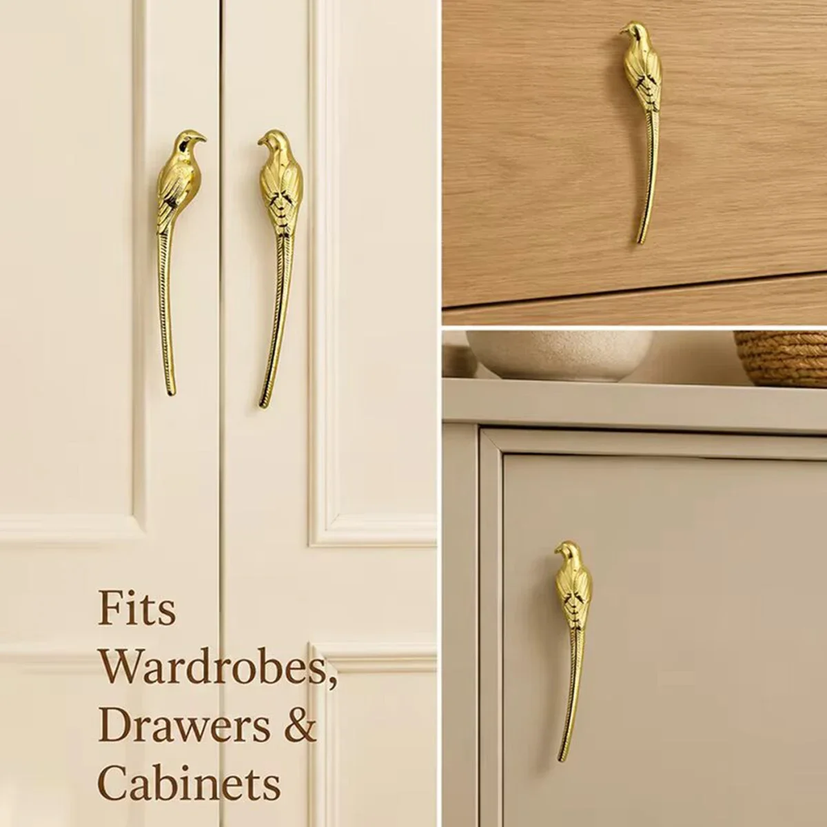 Creative Golden Bird Cabinet Handle Personalized Cabinet Handle Retro Lucky Bird Furniture Decoration Kitchen Cabinet Handle