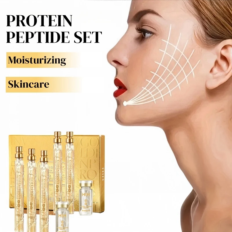 Soluble Facial Lifting Threads Collagen Facial Essence Peptide Gold Thread Facial Serum for Anti-Aging and Skin Firming