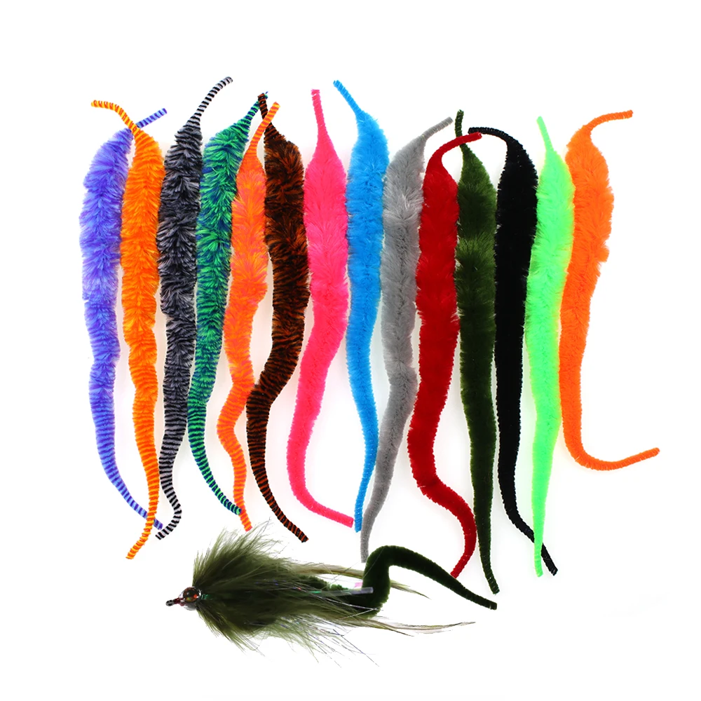 10 Teile/paket 8,3 "Einzel/Bicolor Mangum Dragon Tails Weiche Chenille Fliegenfischen Binden Material für Bass Hecht salzwasser Baitfish