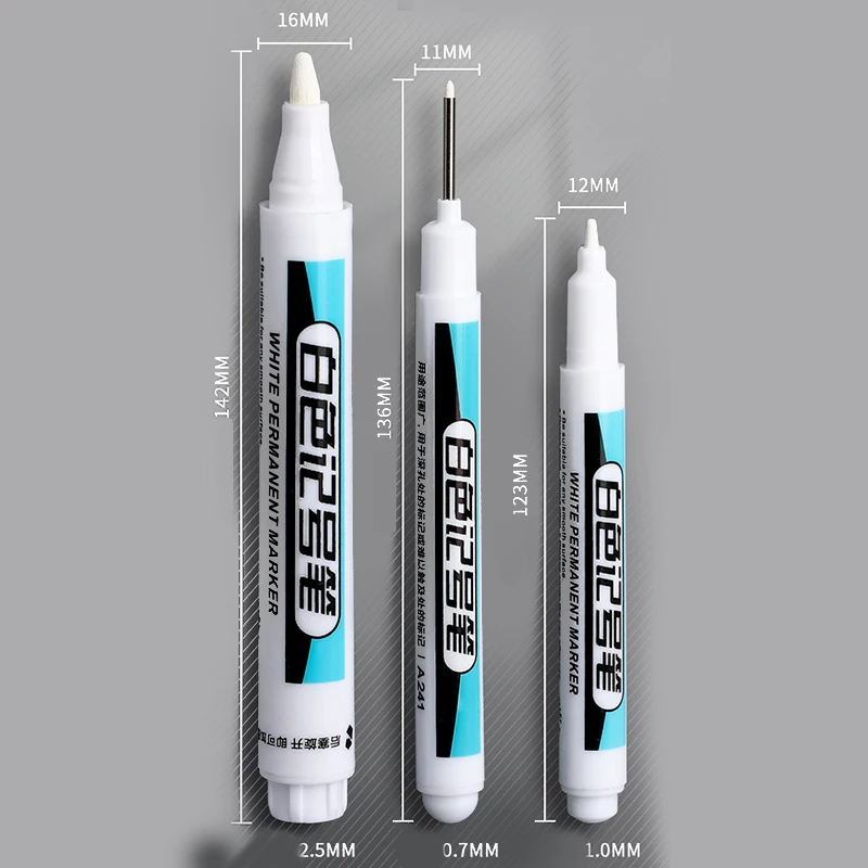 0.7/1.0/2.5mm Waterproof White Marker Pen  Paint Tread Environmental Pens Car Tire Painting Graffti Stationery School Supplies