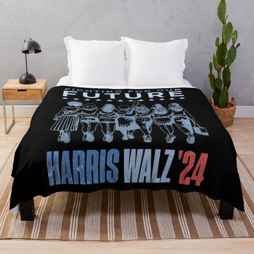 

retro Harris Walz Waltz 2024 Harris Walz Future Button Election vintage Throw Blanket Blankets For Baby Luxury St Blankets