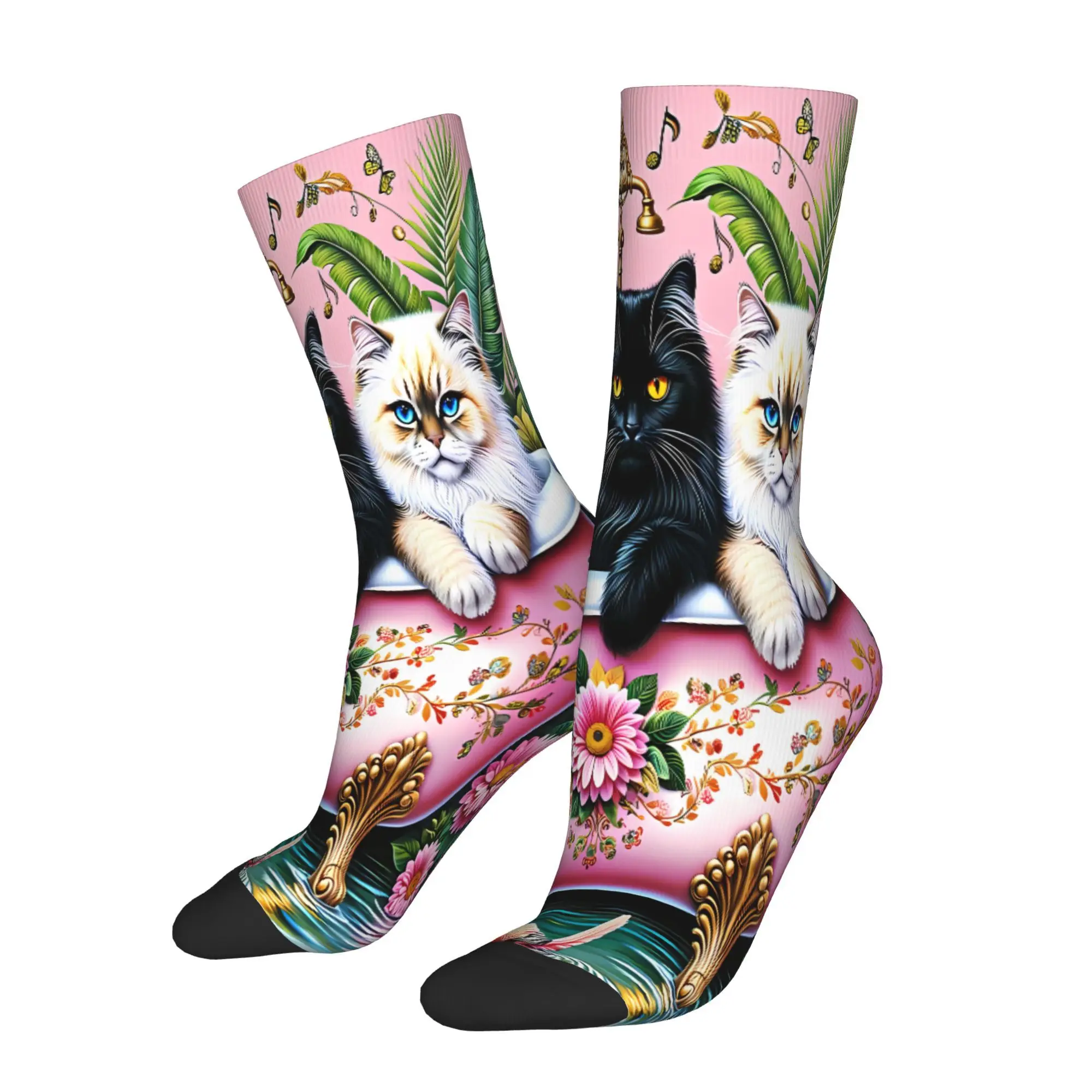 

Кошка иллюстрация Кошачьи носки Мужские мужские женские летние чулки Хип-хоп