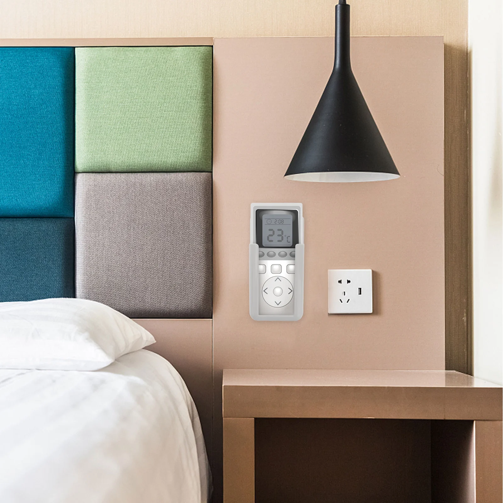 

Remote Control Holder White Mount Storage Organizer For Ac Controller Adhesive Multi-Purpose Wall Mounted Box Small