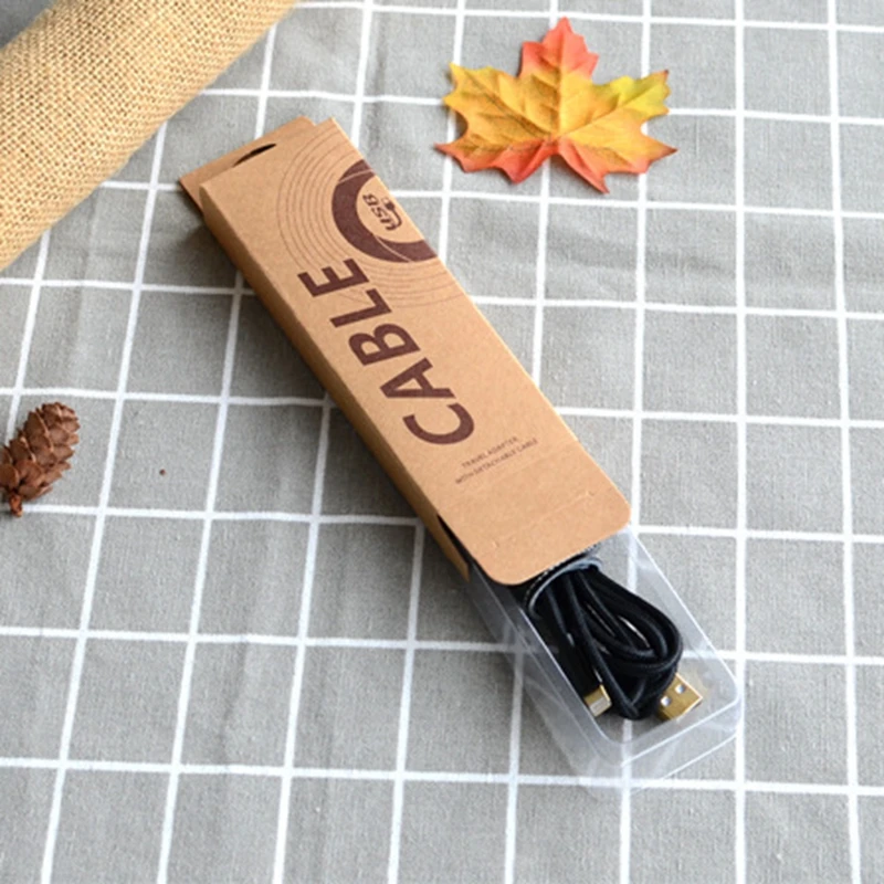 100pcs Mobile Phone Data Cable Packaging Data Line Box Charging Cable Box Kraft Paper Data Cable Universal USB Cable Box