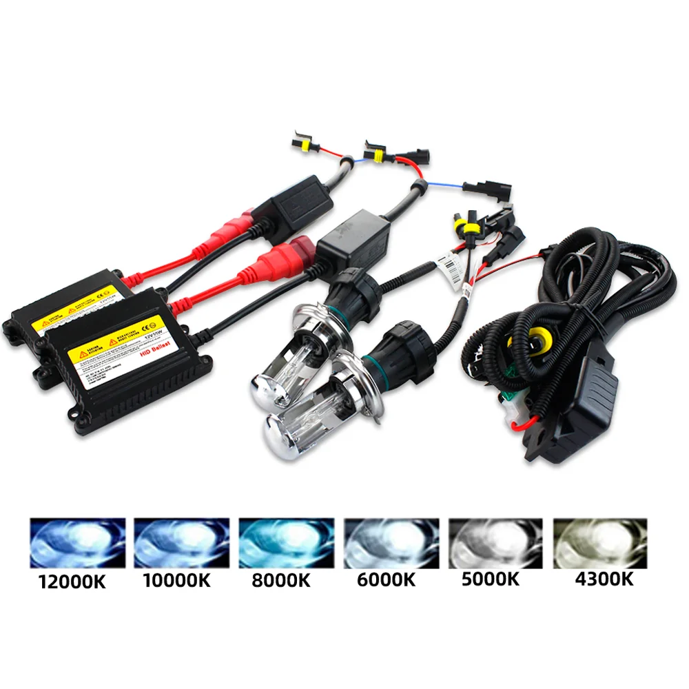 H4 Bixenon Globes Car Headlight Kit 6000K 8000K 1000K High and Low Beam Telescopic HID Xenon 35W~55W Headlamp With DC12V Ballas