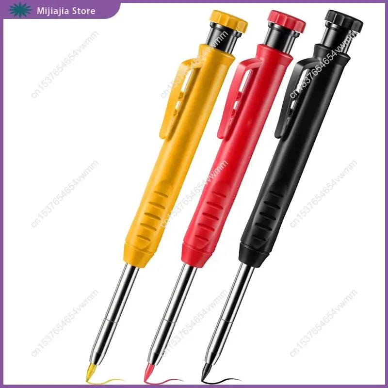 مجموعة أقلام نجار ميكانيكية مع علبة قماشية، أقلام بناء ذات فتحة عميقة لبيع الأعمال الخشبية للمهندس المعماري