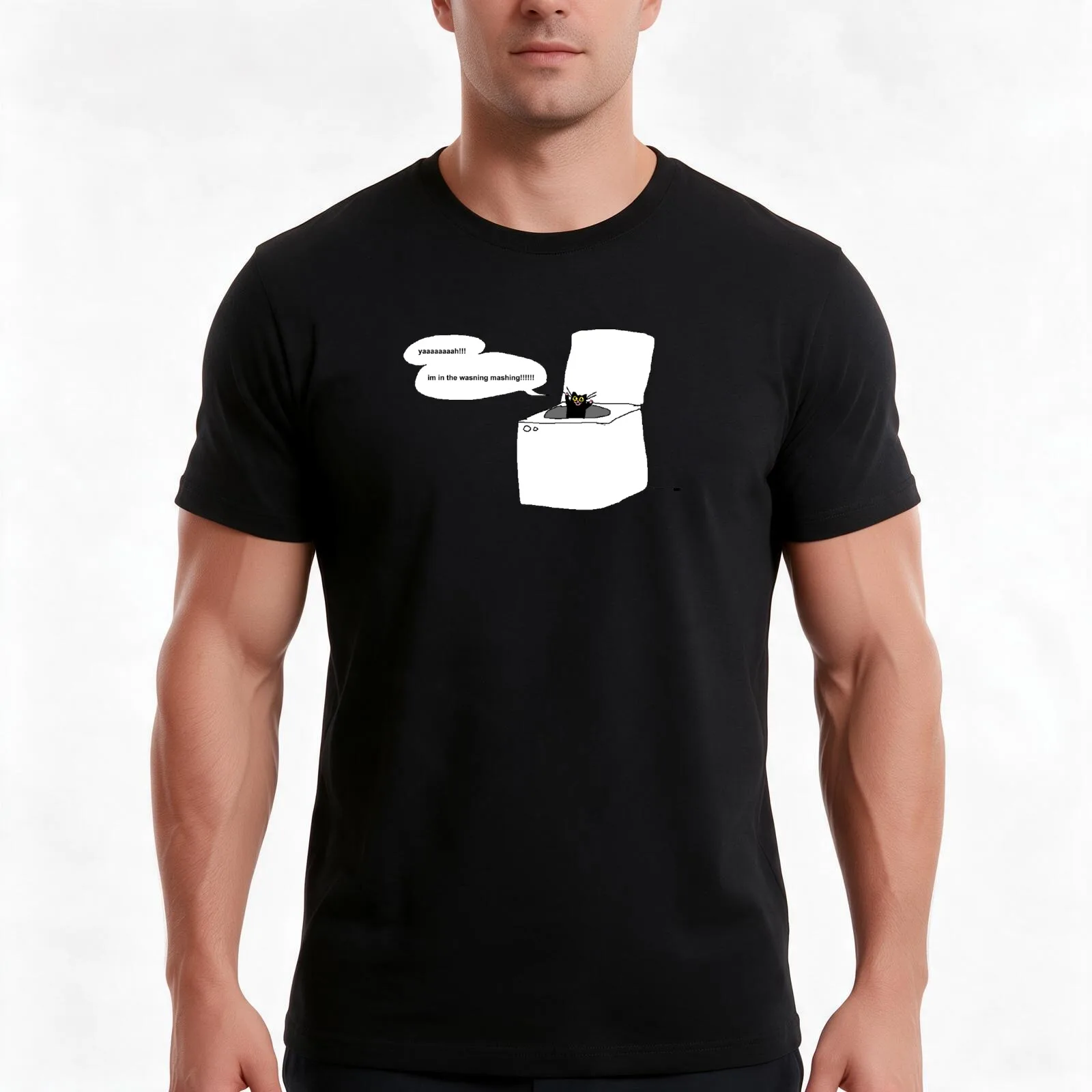 wasning mashing T-Shirt, Summer Casual Cotton Tee, Oversized Streetwear Tops, Vintage Graphic Print, Loose Fit Short Sleeve