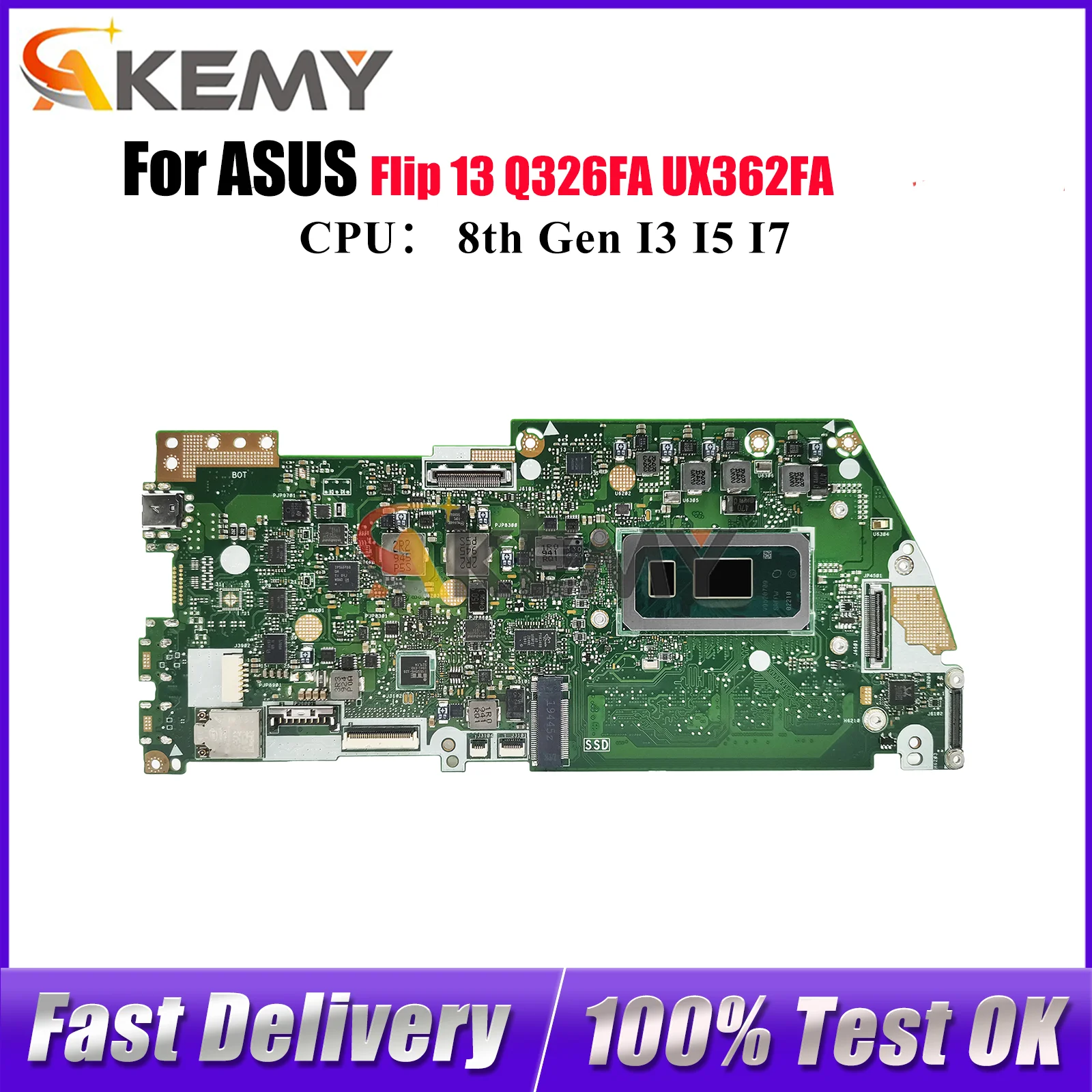 

UX362FA Материнская плата для ноутбука ASUS ZenBook Flip UX362F Q326FA UX362FA 13, материнская плата для ноутбука с процессором I3 I5 I7, 100% tests OK stk