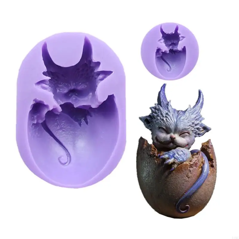 

R3MC Small Large Dragon-shaped Silicone Mold DIY 3D Pendant Mould Fondant Mould for Ideal for Halloween Easter Cake Decoratio