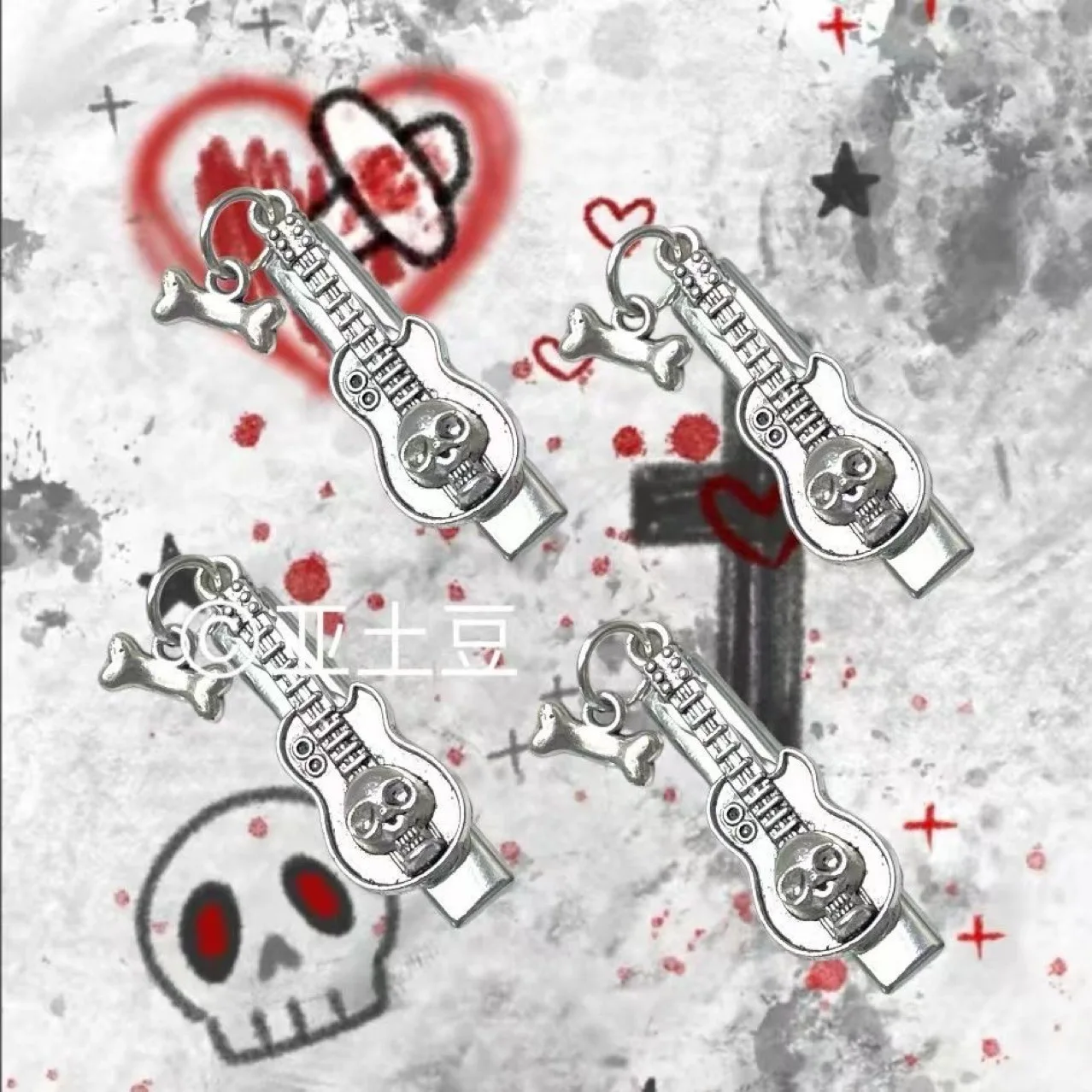 

Sweet Cool Style Y2K Niche Angel Guitar Pentagram Millennium Anime Hair Accessory Side Clip