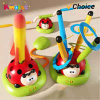 5 in 1 Ladybug Ring Toy With Musical Jump and Ring Toss Game Stomping Launch Rocket Launcher Toy for Kids Children's Day Gifts