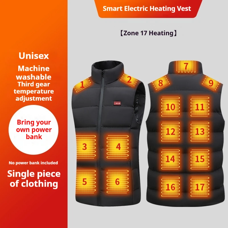 

Single Control 17 Zones Intelligent Heating Vest Unisex DC+USB Constant Temperature Full Body Heating Vest Motorcycle Equipment