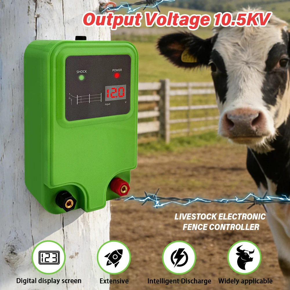 

Электрический изгородьный электроизолятор для скота - Высоковольтный импульсный зарядный блок для ограждений пастбищ, ферм, крупного рогатого скота, овец и других животных